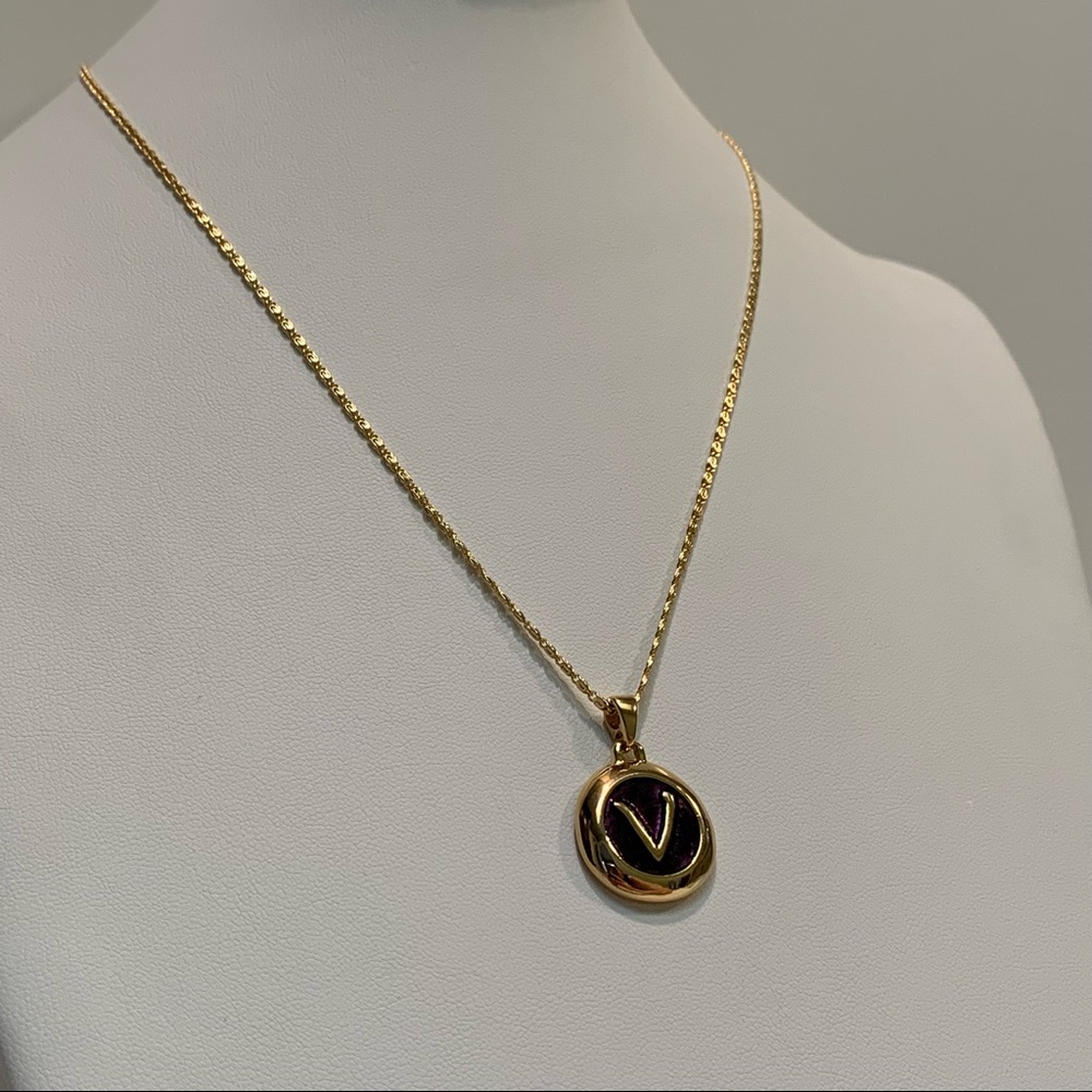 Gold Necklace with V Initial